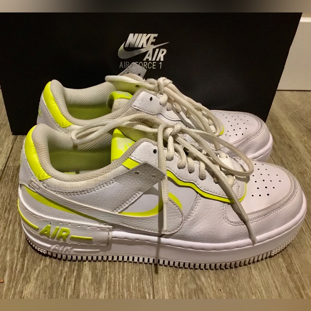 Nike Air Force 1 Shadow ‘Volt’ Neon Accent Sneakers Women